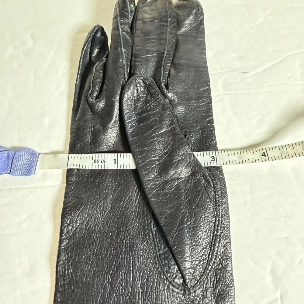 Vintage Kayser Black Leather Opera Gloves Italy Unlined Soft Leather Long 13
